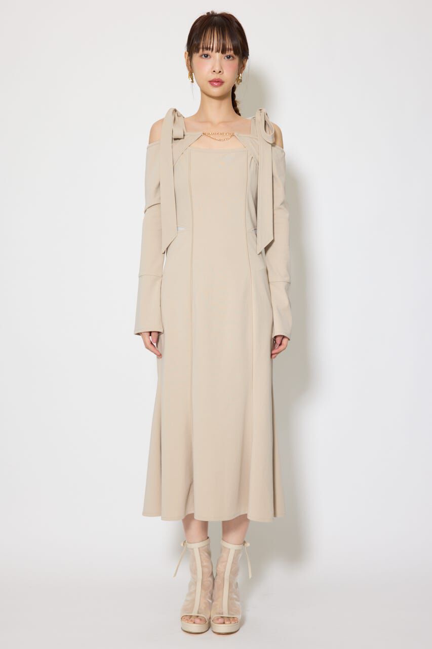 rienda「ショルダーリボンオフショルカットワンピース」|ワンピース|