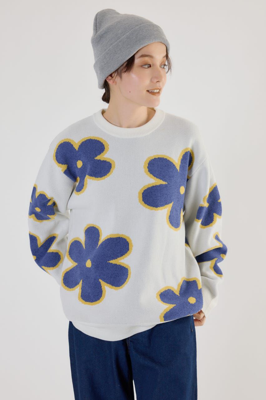 RODEO CROWNS「フラワーモールニットトップス」|ニット・セーター|柄WHT5