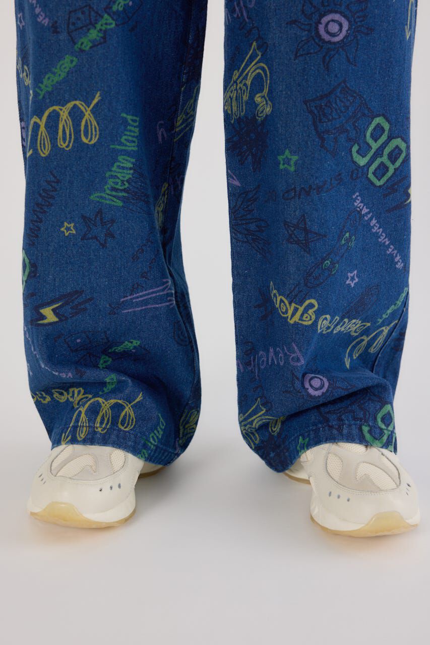 RODEO CROWNS「グラフィティーワイドデニムパンツ」|デニム|