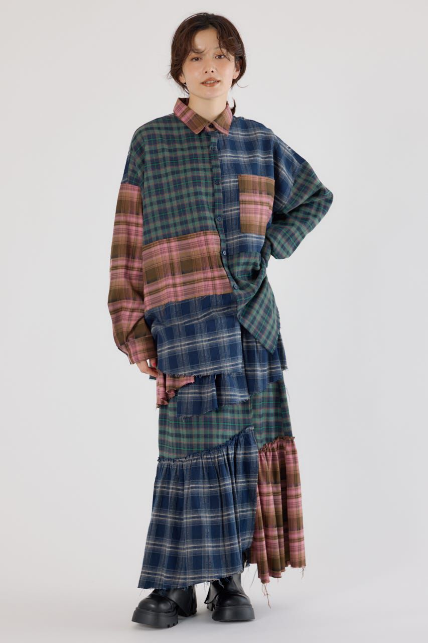 RODEO CROWNS「ランダムティアードチェックスカート」|スカート|