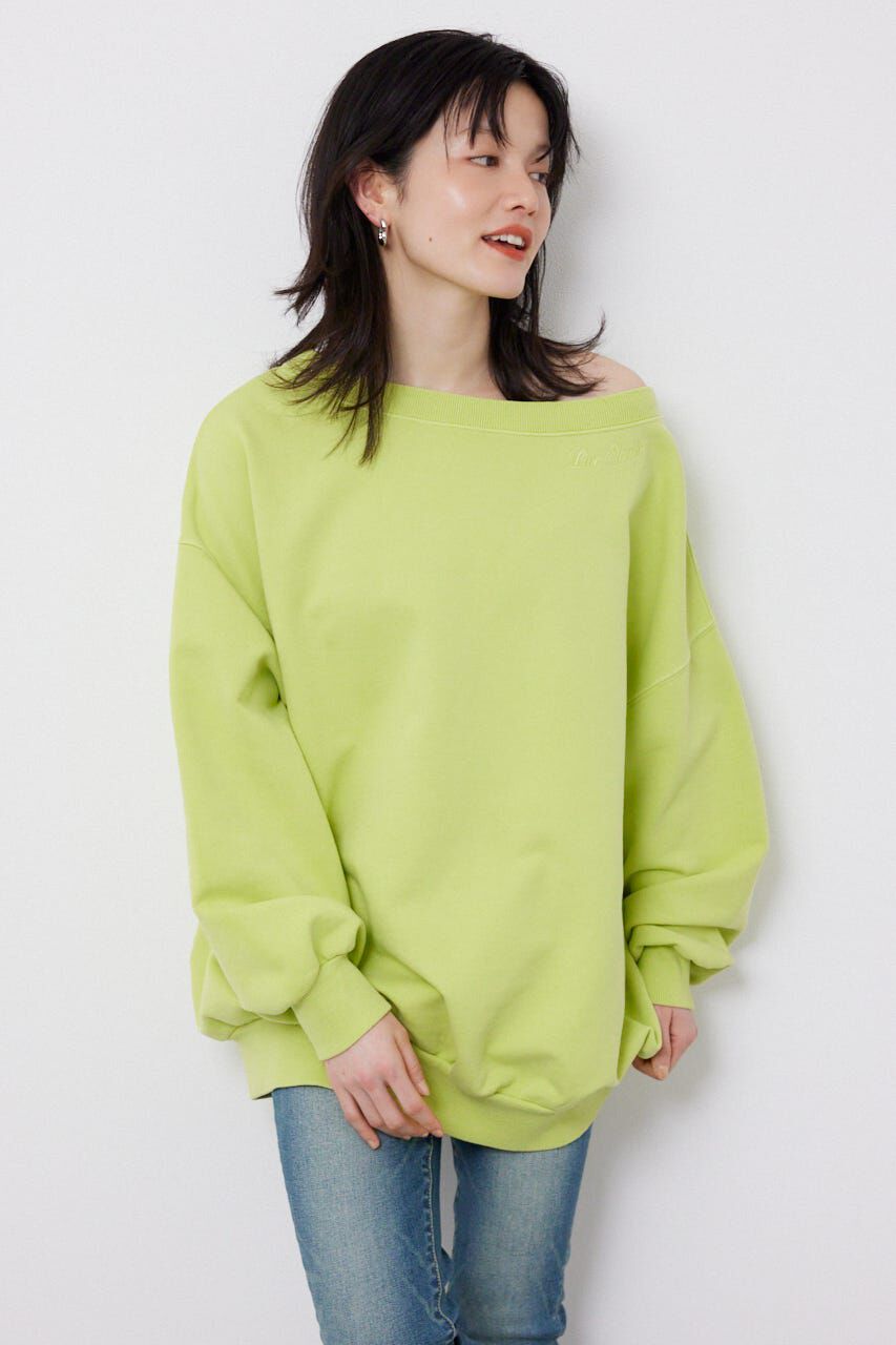 RODEO CROWNS「オフショルダースウェットトップス」|パーカー|LIME