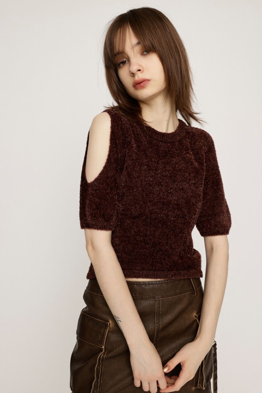 SLY「SHAGGY CUTOUT トップス」|ニット・セーター|BRN