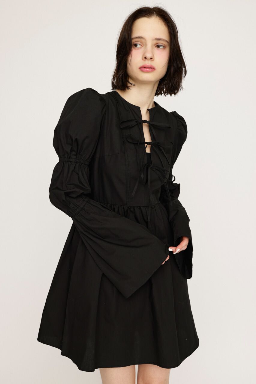 SLY「FRONT RIBBON PUFF SLEEVE ワンピース」|ワンピース|