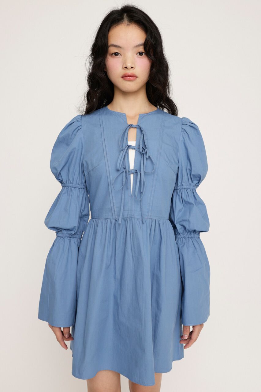 SLY「FRONT RIBBON PUFF SLEEVE ワンピース」|ワンピース|