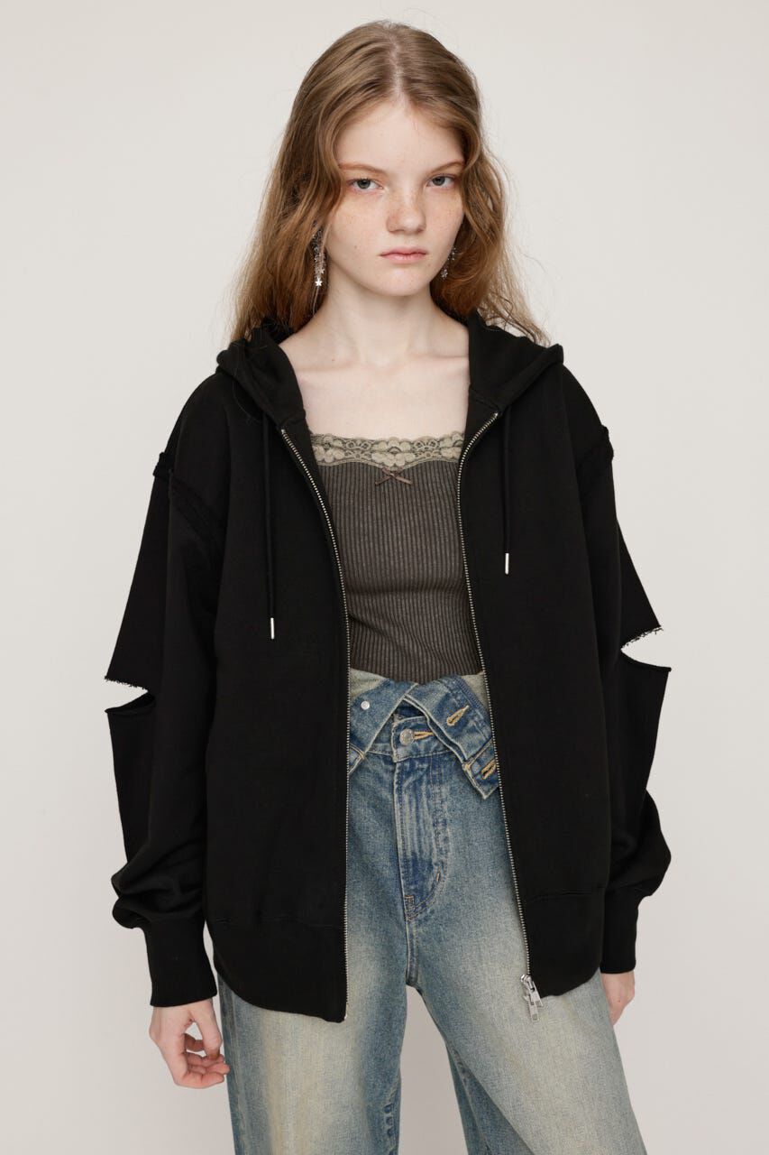 SLY「SLIT ZIP SW パーカー」|パーカー|BLK