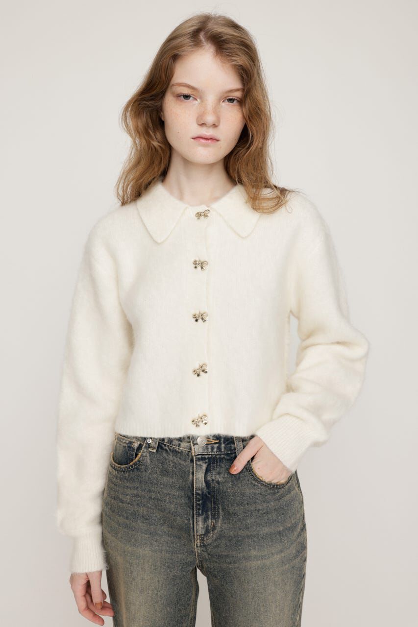 SLY「RIBBON BUTTON SHAGGY カーディガン」|カーディガン|IVOY3