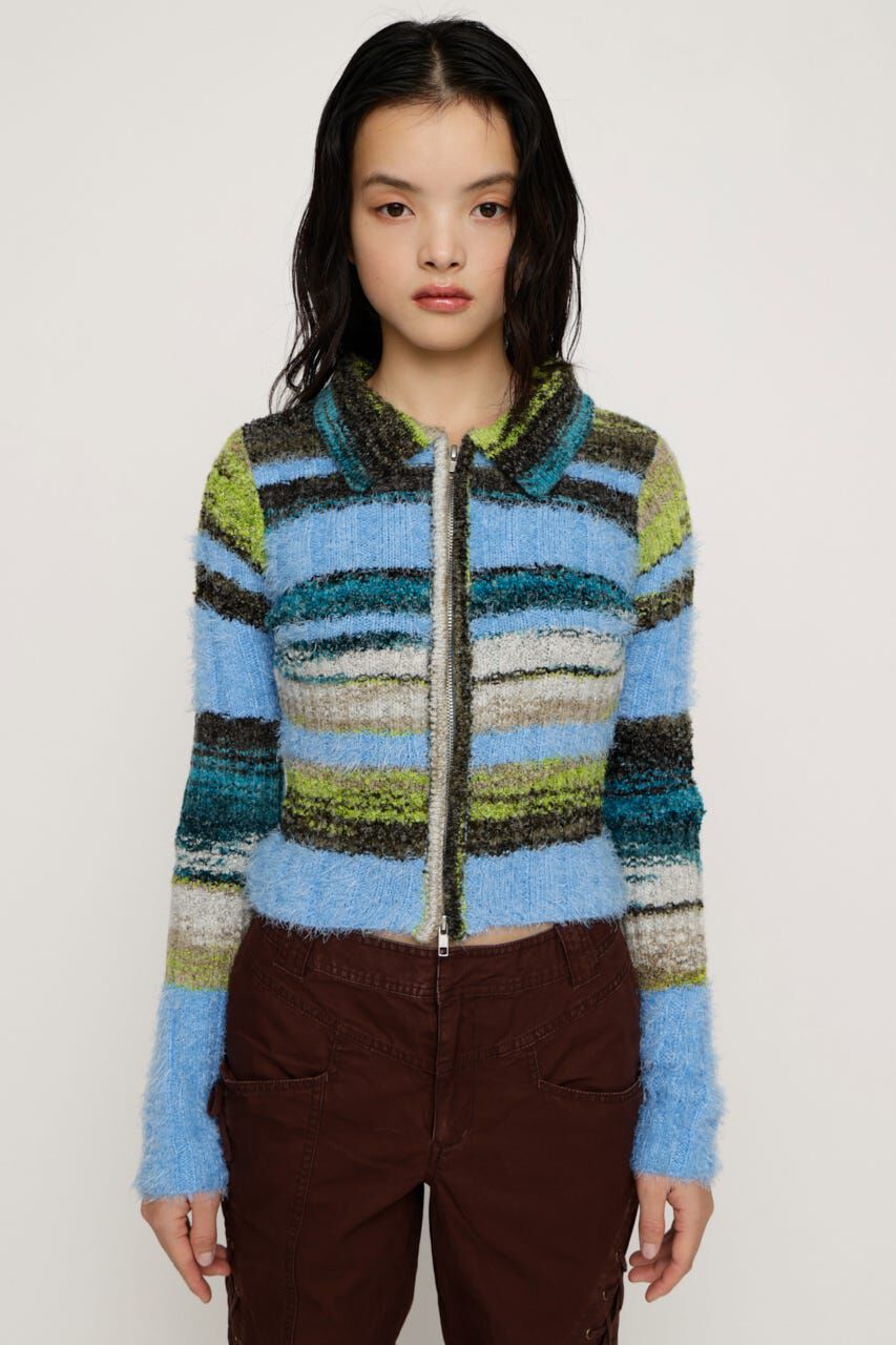 SLY「SHAGGY MIX FRONT ZIP トップス」|ニット・セーター|