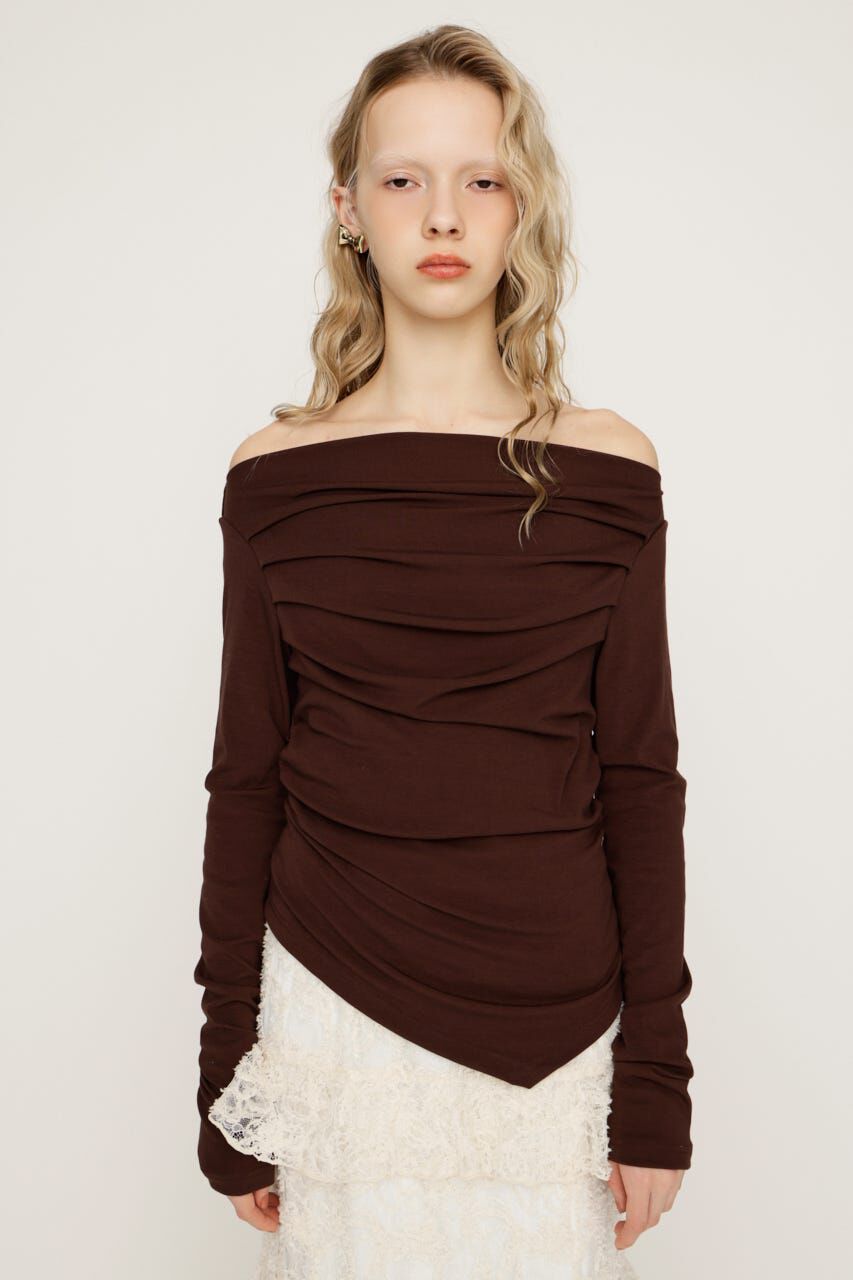 SLY「OFF SHOULDER TUCK トップス」|Tシャツ・カットソー|