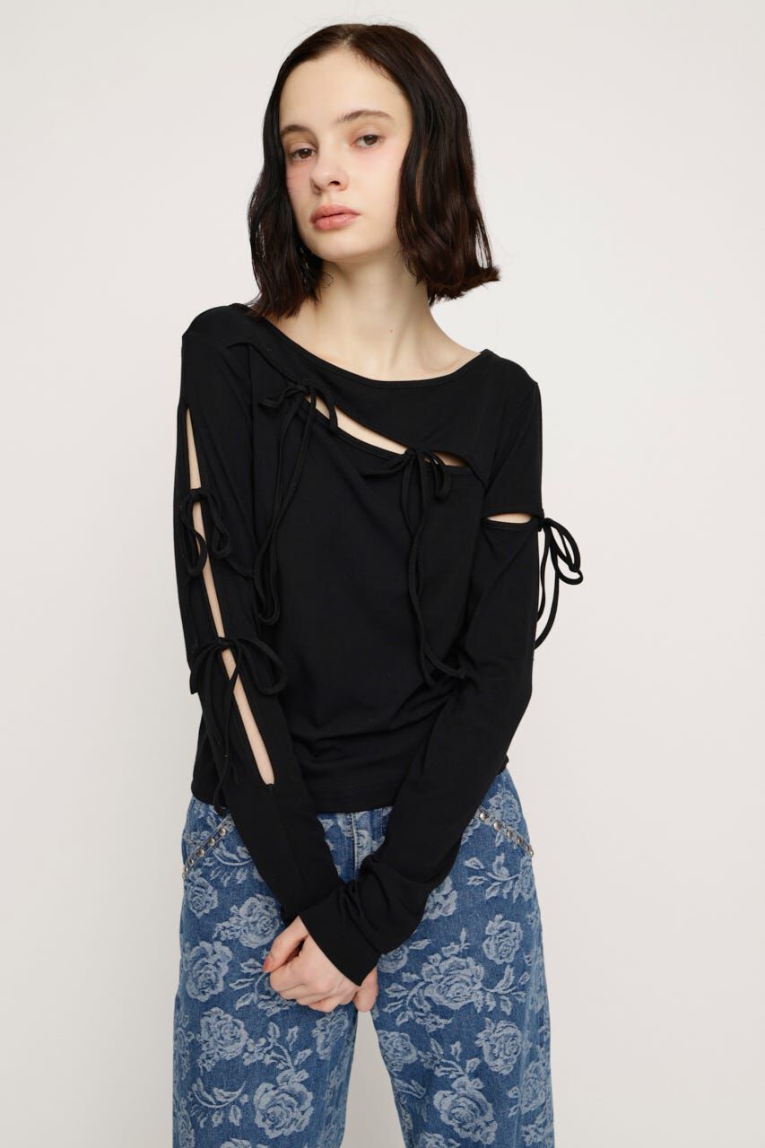SLY「CUT OUT RIBBON トップス」|Tシャツ・カットソー|