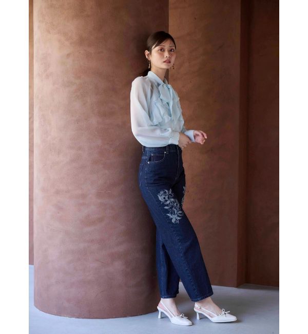 MERCURYDUO「カットワーク刺繍デニムストレートパンツ」|その他|