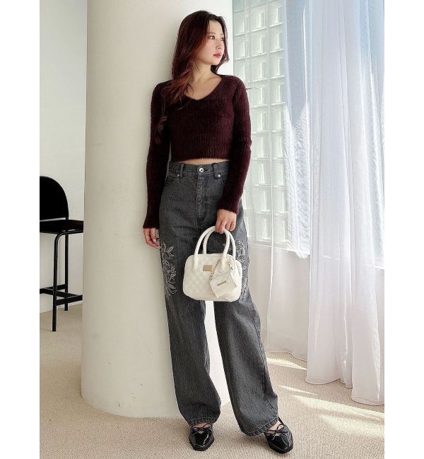 MERCURYDUO「カットワーク刺繍デニムストレートパンツ」|その他|