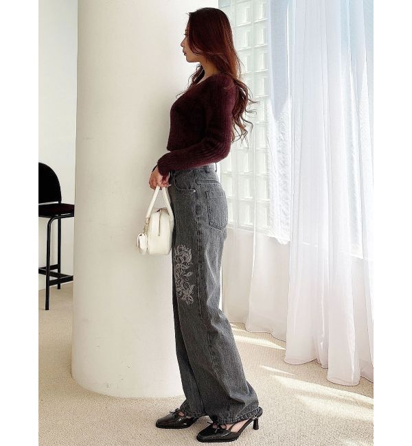 MERCURYDUO「カットワーク刺繍デニムストレートパンツ」|その他|