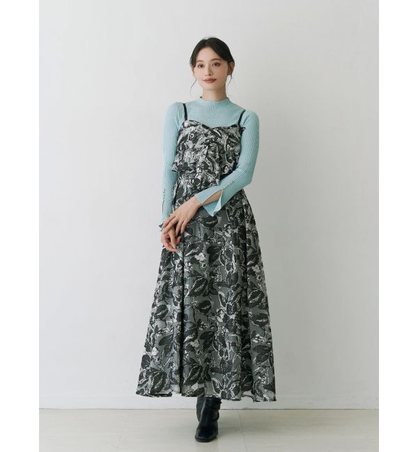 MERCURYDUO「フレアスリーブハイネックリブニット」|ニット・セーター|