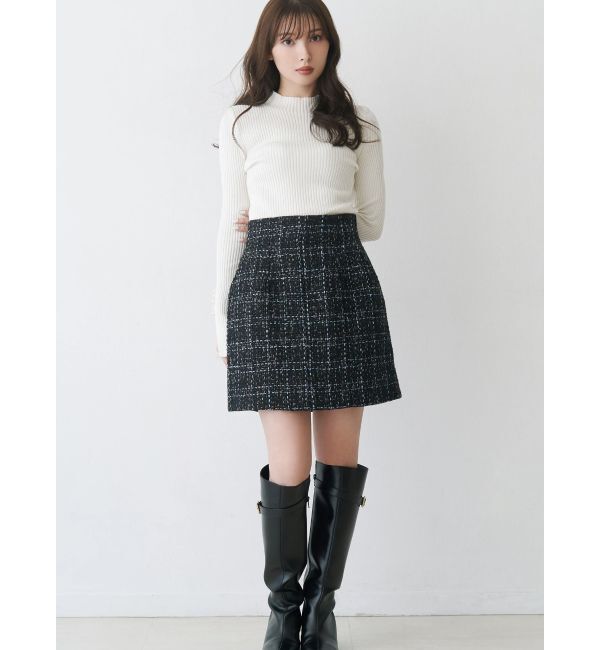 MERCURYDUO「フレアスリーブハイネックリブニット」|ニット・セーター|