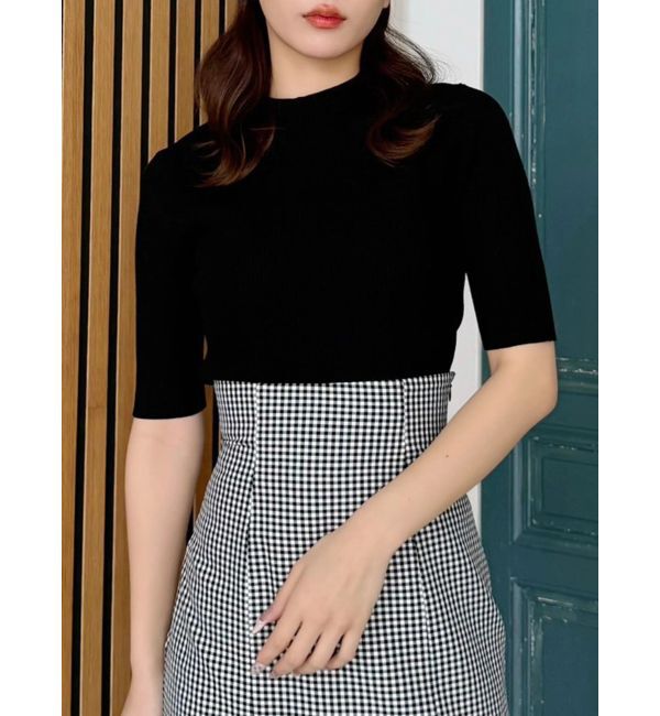 MERCURYDUO「ハーフスリーブリブニット」|ニット・セーター|