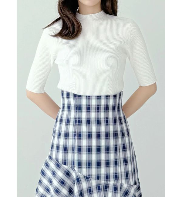 MERCURYDUO「ハーフスリーブリブニット」|ニット・セーター|