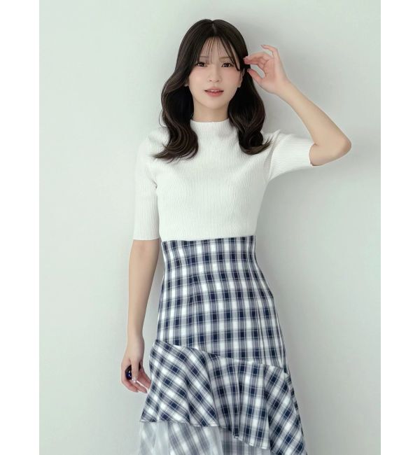 MERCURYDUO「ハーフスリーブリブニット」|ニット・セーター|