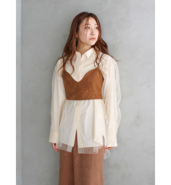 Ungrid「【展示会人気NO.1】チュールレイヤードルーズシャツ」|シャツ・ブラウス|
