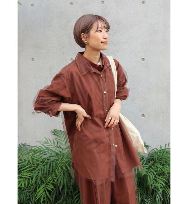 Ungrid「【展示会人気NO.1】チュールレイヤードルーズシャツ」|シャツ・ブラウス|