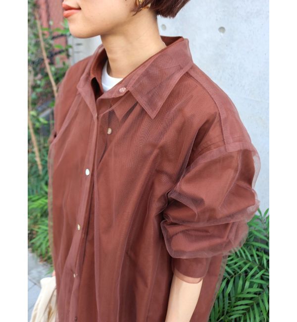 Ungrid「【展示会人気NO.1】チュールレイヤードルーズシャツ」|シャツ・ブラウス|