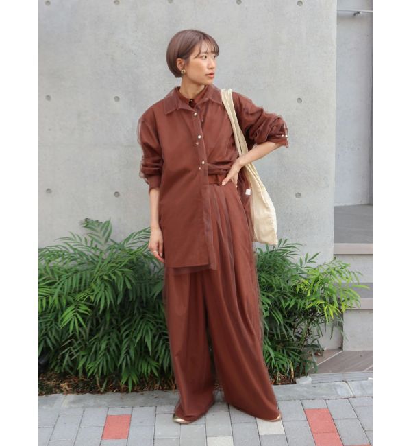 Ungrid「【展示会人気NO.1】チュールレイヤードルーズシャツ」|シャツ・ブラウス|