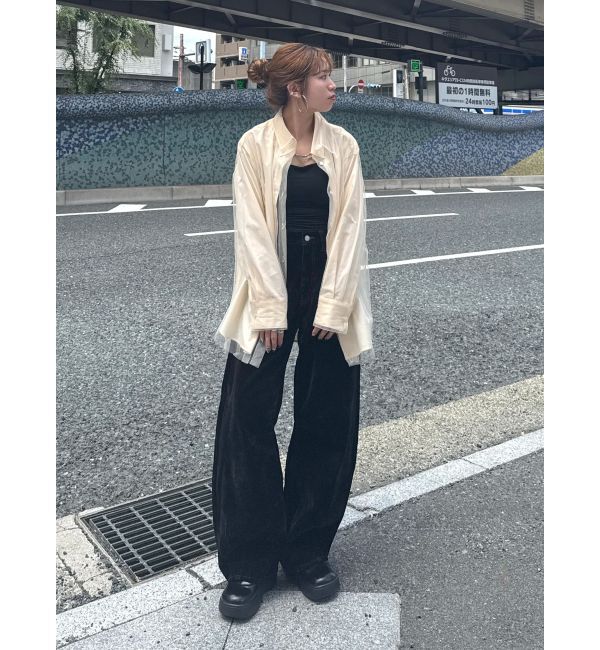 Ungrid「【展示会人気NO.1】チュールレイヤードルーズシャツ」|シャツ・ブラウス|