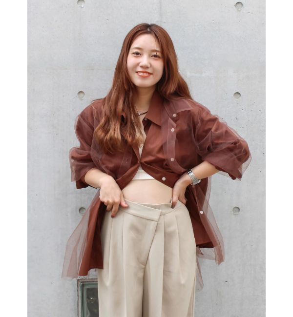 Ungrid「【展示会人気NO.1】チュールレイヤードルーズシャツ」|シャツ・ブラウス|