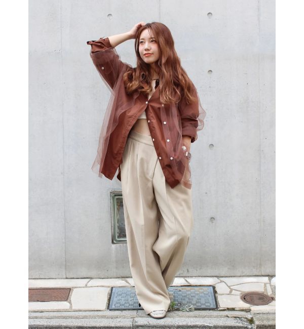 Ungrid「【展示会人気NO.1】チュールレイヤードルーズシャツ」|シャツ・ブラウス|