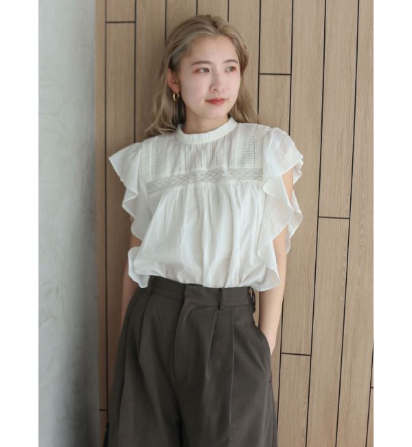 Ungrid「コットンノースリフリルブラウス」|シャツ・ブラウス|