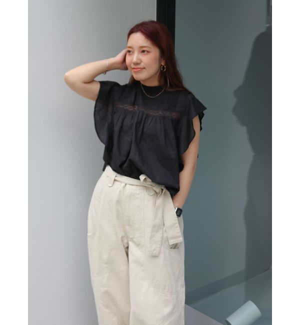 Ungrid「コットンノースリフリルブラウス」|シャツ・ブラウス|ブラック