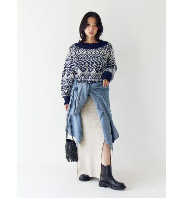 Ungrid「【WEB限定】オフショルジャカードニット」|ニット・セーター|