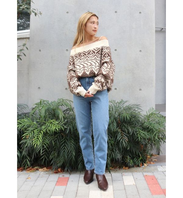 Ungrid「【WEB限定】オフショルジャカードニット」|ニット・セーター|