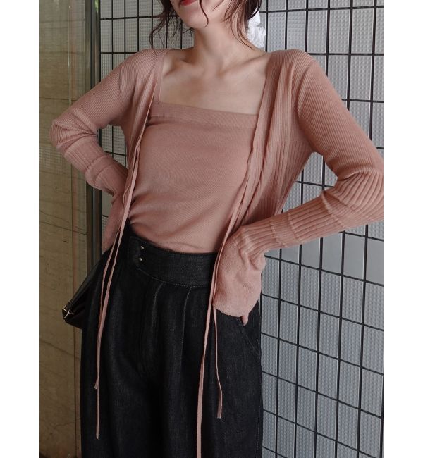 LAGUNAMOON「スパークラメリボンニットアンサンブル」|ニット・セーター|ピンク