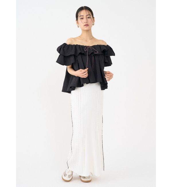 LAGUNAMOON「バイカラーサイドラインレースニットセットアップ」|ワンピース|