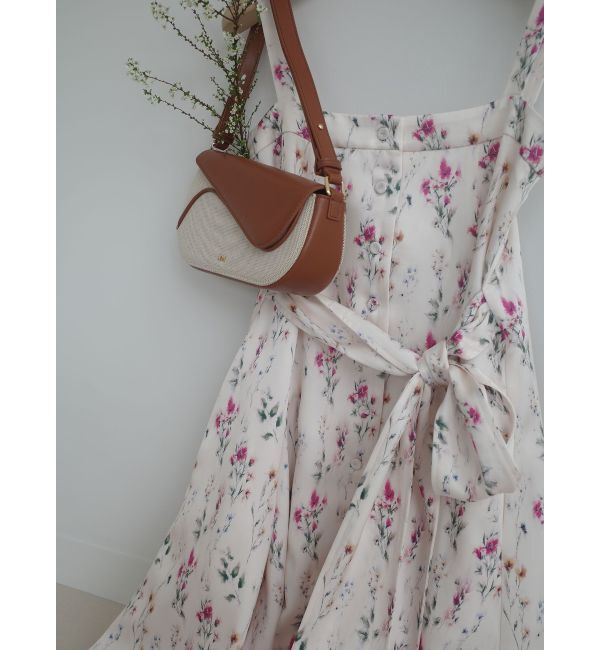 LAGUNAMOON「フロントボタンデザインフロ-ラルプリントサテンキャミワンピース」|ワンピース|