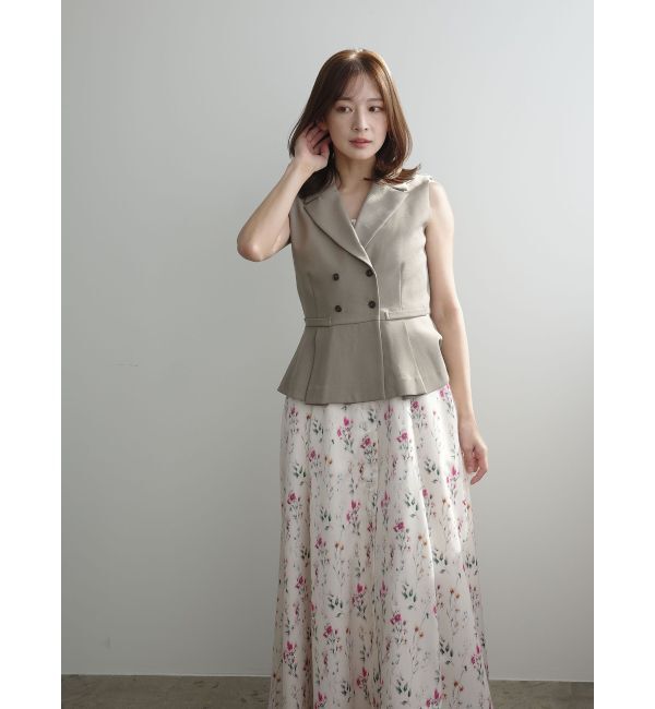 LAGUNAMOON「フロントボタンデザインフロ-ラルプリントサテンキャミワンピース」|ワンピース|