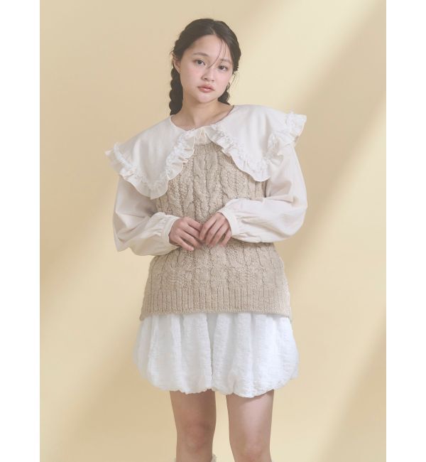 merry jenny「フリルカラーニットドッキングブラウス」|シャツ・ブラウス|