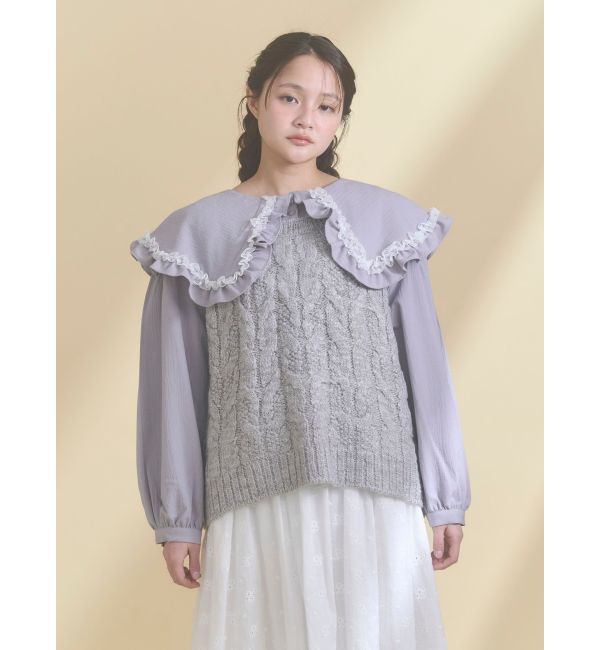 merry jenny「フリルカラーニットドッキングブラウス」|シャツ・ブラウス|