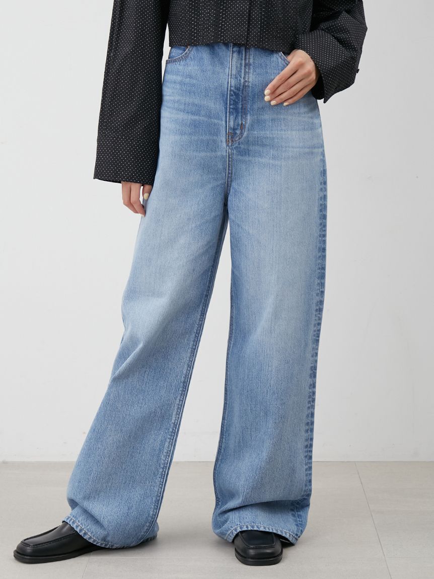 Mila Owen「ハイウエストワイドデニムパンツ」|デニム|