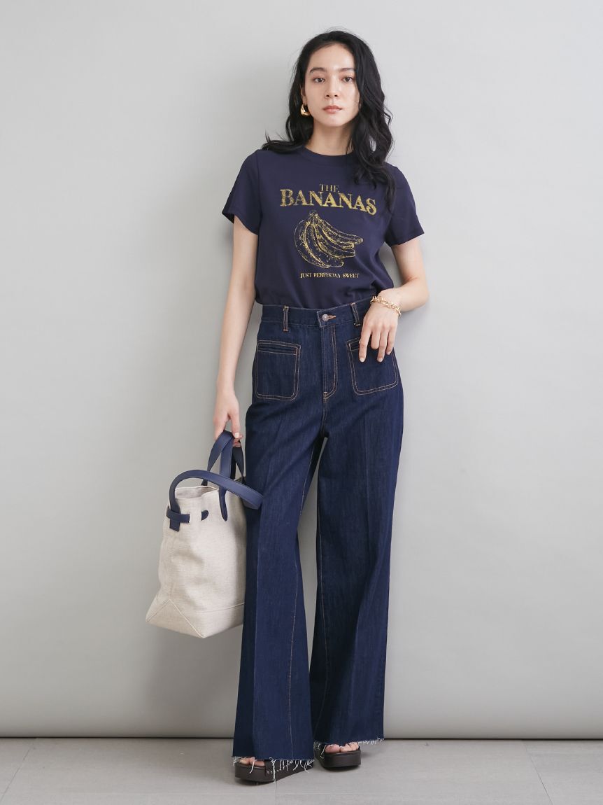 Mila Owen「【MILA PANTS】玉縁ポケットセミフレアデニムパンツ」|デニム|