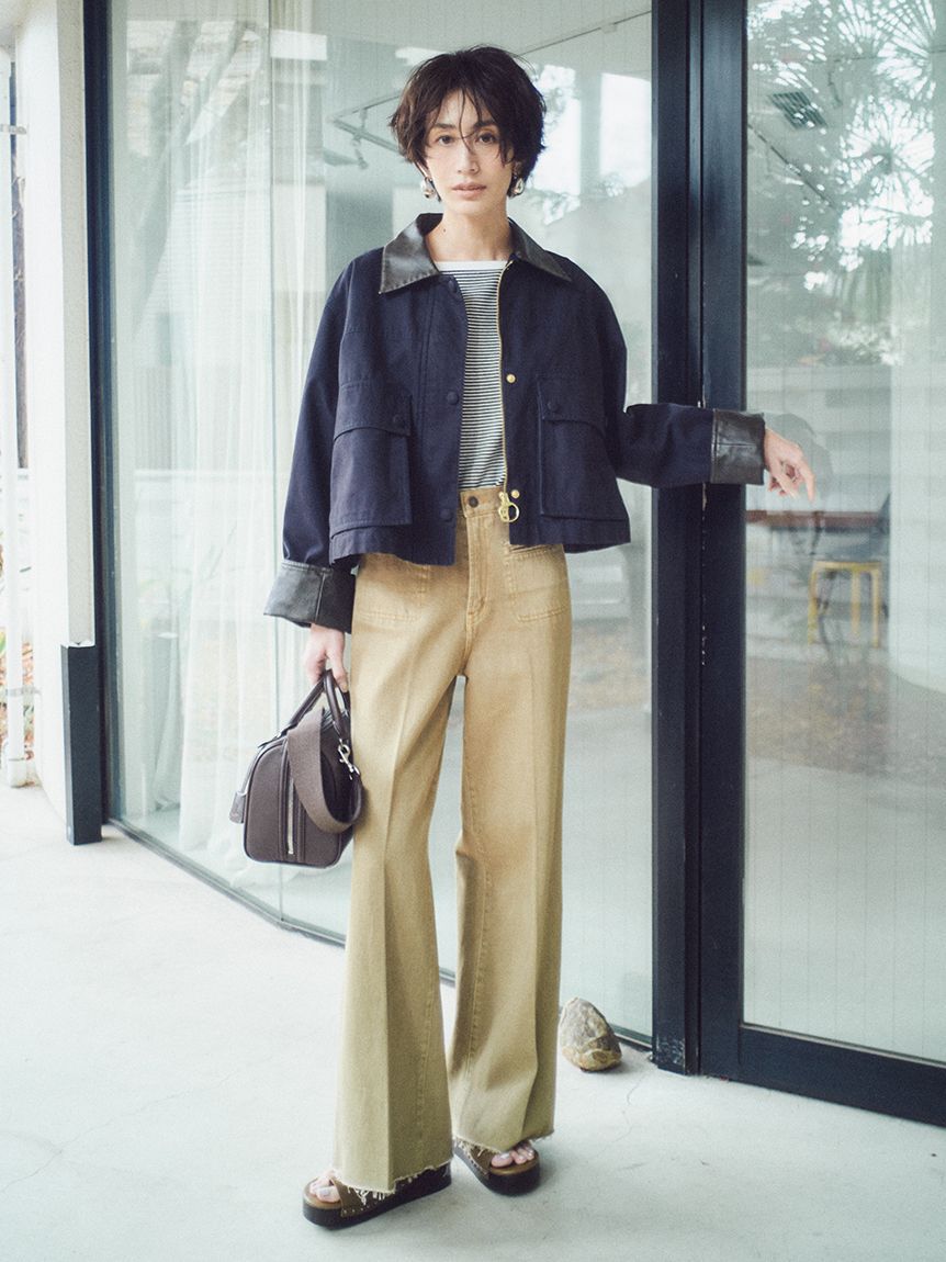 Mila Owen「【MILA PANTS】玉縁ポケットセミフレアデニムパンツ」|デニム|