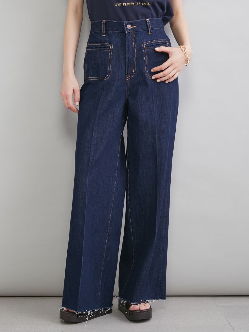 Mila Owen「【MILA PANTS】玉縁ポケットセミフレアデニムパンツ」|デニム|IND