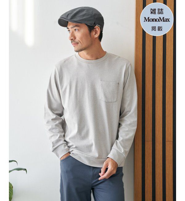 ikka「【雑誌MonoMax4月号掲載】DRYダンボールWフェイストレロンT「小泉孝太郎さん着用モデル」」|Tシャツ・カットソー|ライトグレー