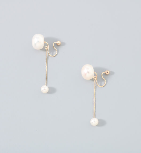 JUPITER「【K10】ダブル淡水パールイヤリング」|イヤリング|ゴールド