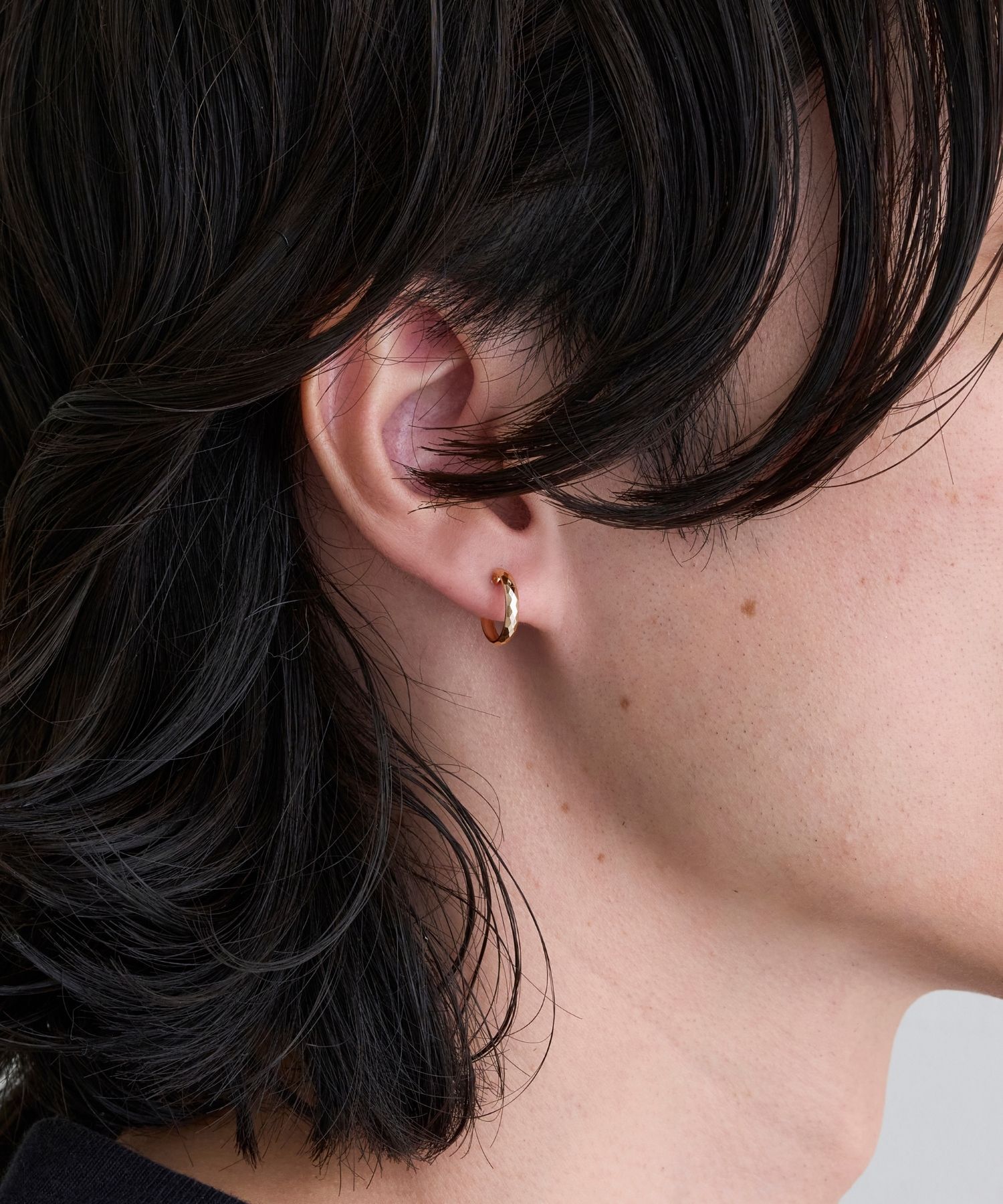 JUPITER「【K10】ダイヤモンドカットフープピアス/片耳 ゴールド」|ピアス|