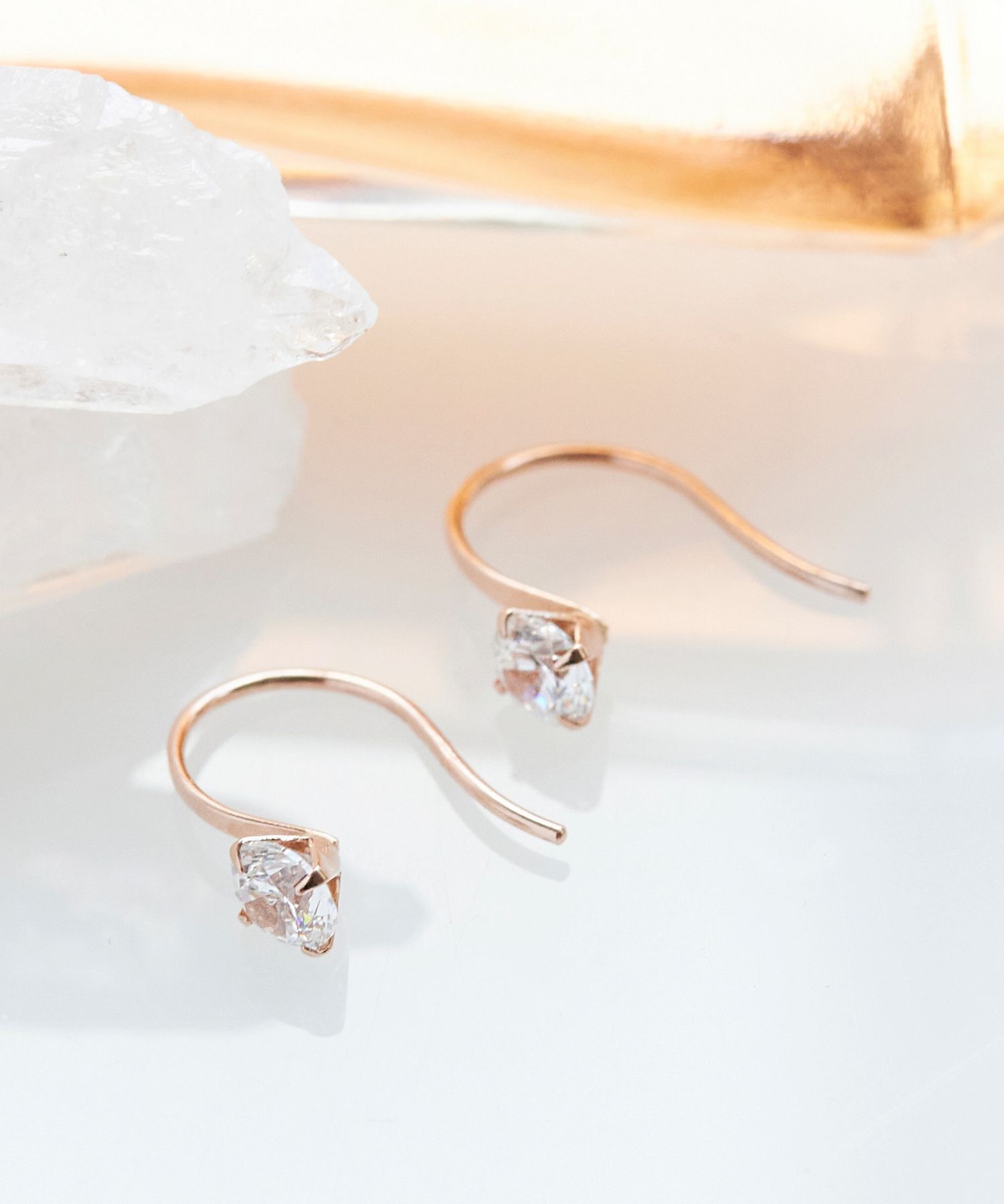 Phoebe「【K10】ブリリアンフックピアス　ローズゴールド/BOX付き」|ピアス|