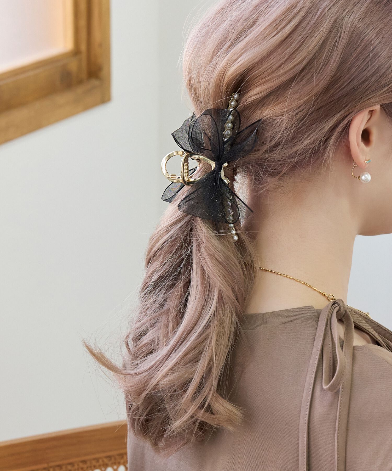 Phoebe「オーガンジーリボンパールバンスクリップ」|その他|