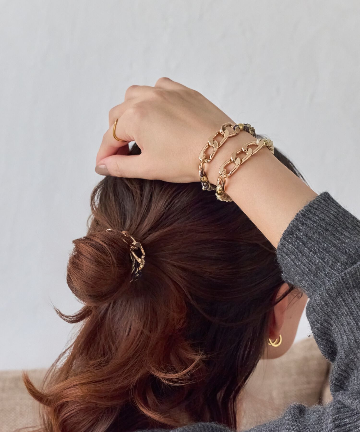 Phoebe「2wayツイストメタルヘアブレス　ネイビー」|ヘアゴム・シュシュ|