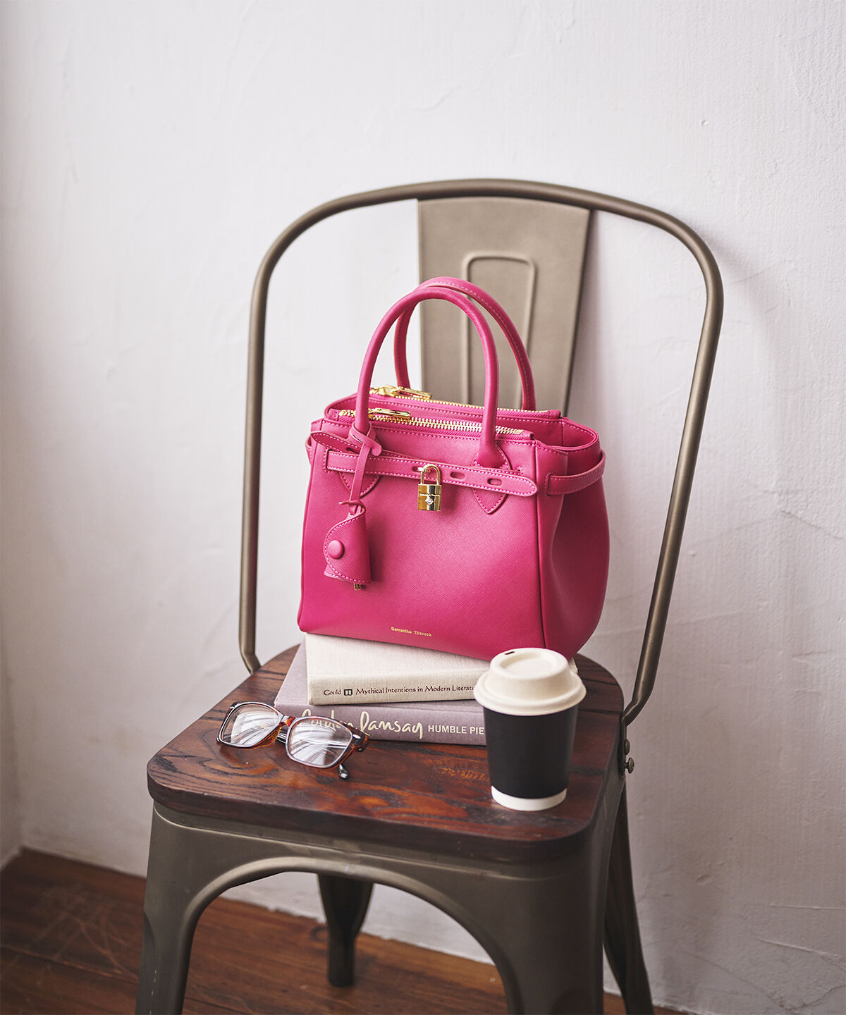 Samantha Thavasa「ベルトデザイン サマンサアゼル 中サイズ」|ハンドバッグ|マゼンタ