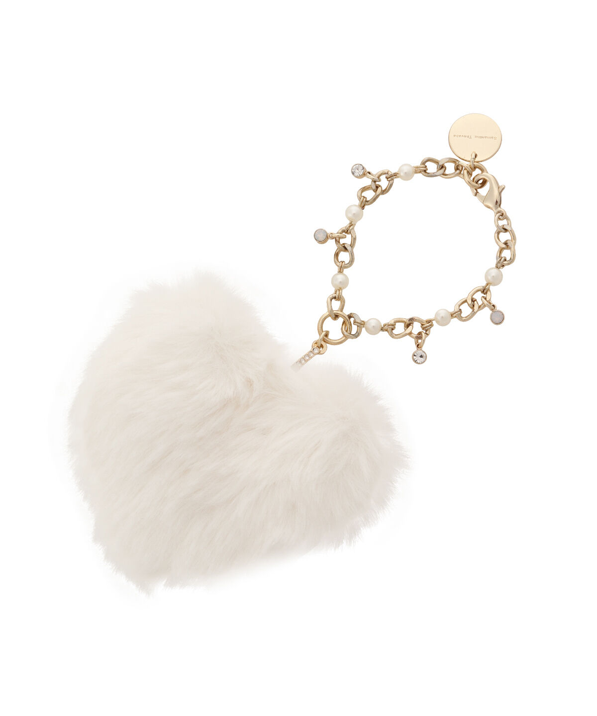 Samantha Thavasa「ハートファーバッグチャーム」|チャーム・キーホルダー|オフホワイト